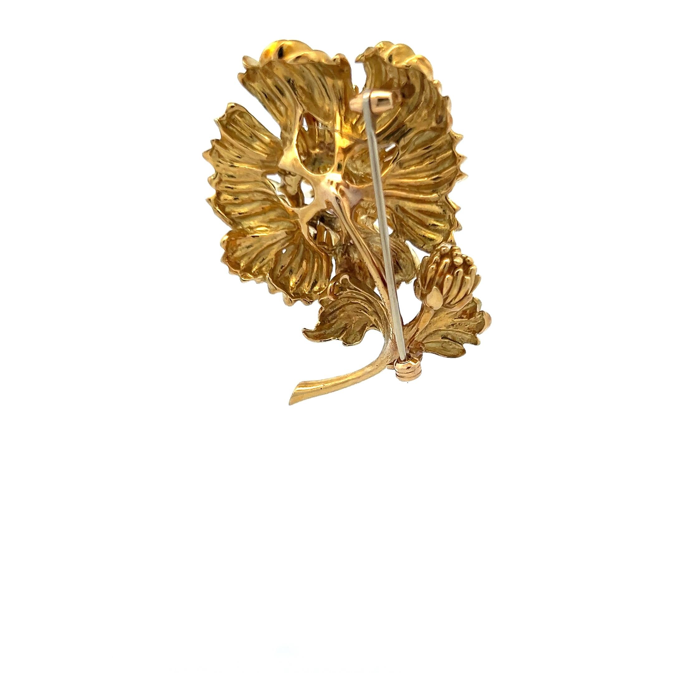 Tiffany & Co Vintage 33.72 Grams 18 Karat Yellow Gold Sunflower Pin Brooch