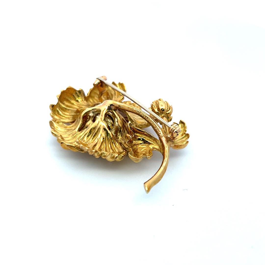 Tiffany & Co Vintage 33.72 Grams 18 Karat Yellow Gold Sunflower Pin Brooch