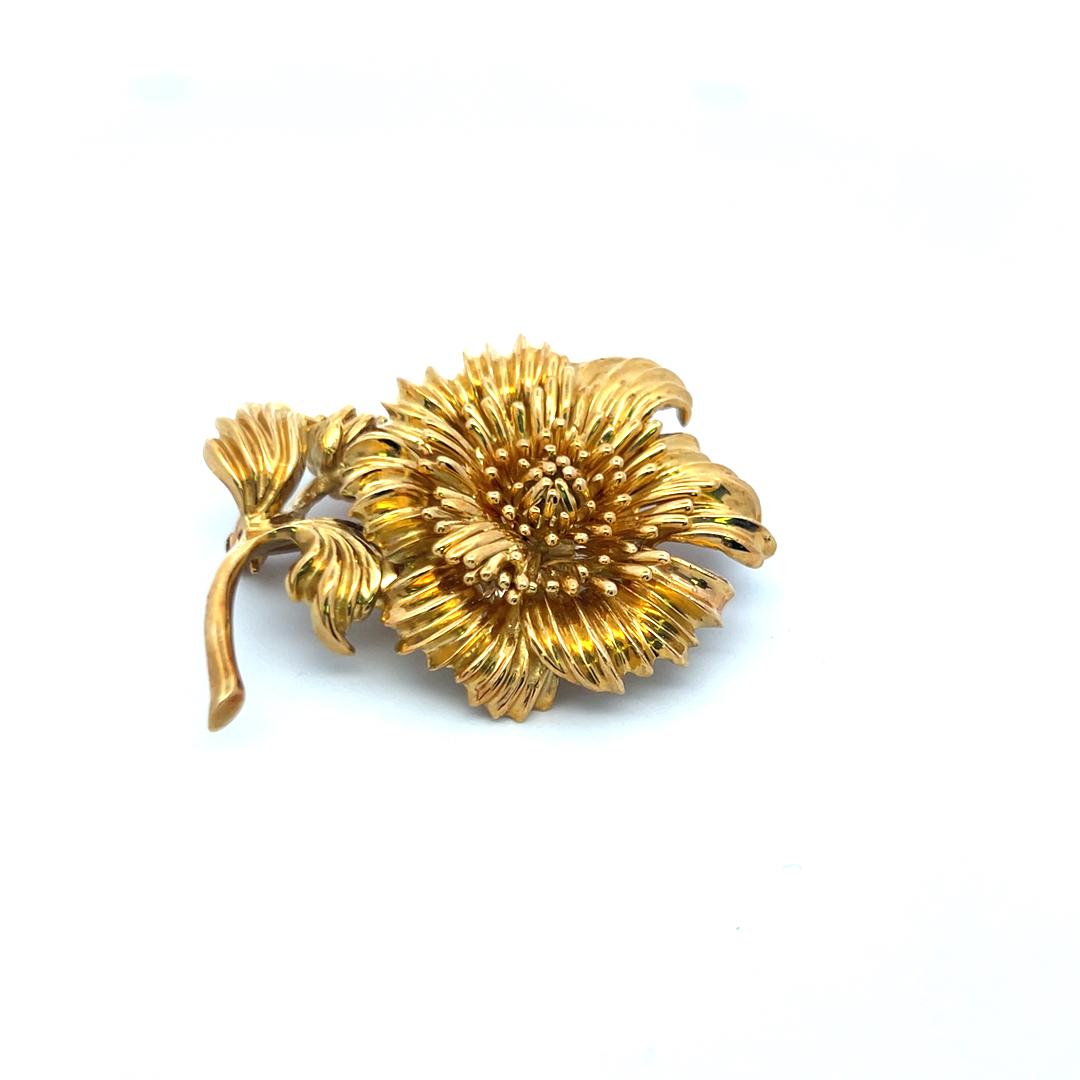 Tiffany & Co Vintage 33.72 Grams 18 Karat Yellow Gold Sunflower Pin Brooch