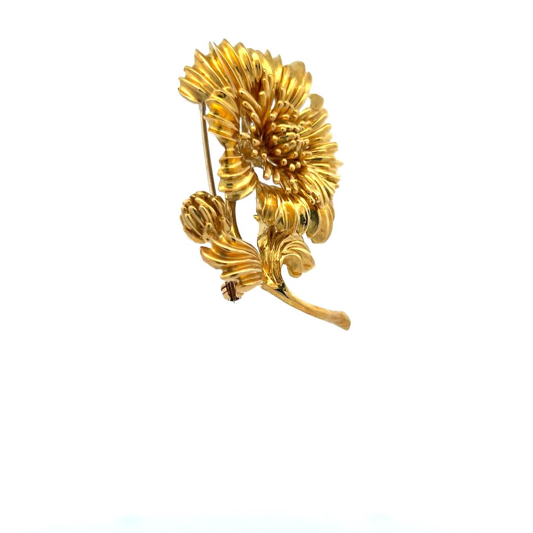 Tiffany & Co Vintage 33.72 Grams 18 Karat Yellow Gold Sunflower Pin Brooch