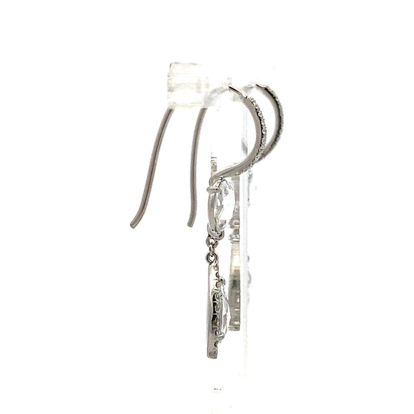 2.60 Carat Rose Cut G VS Diamond 14K White Gold Drop Earrings