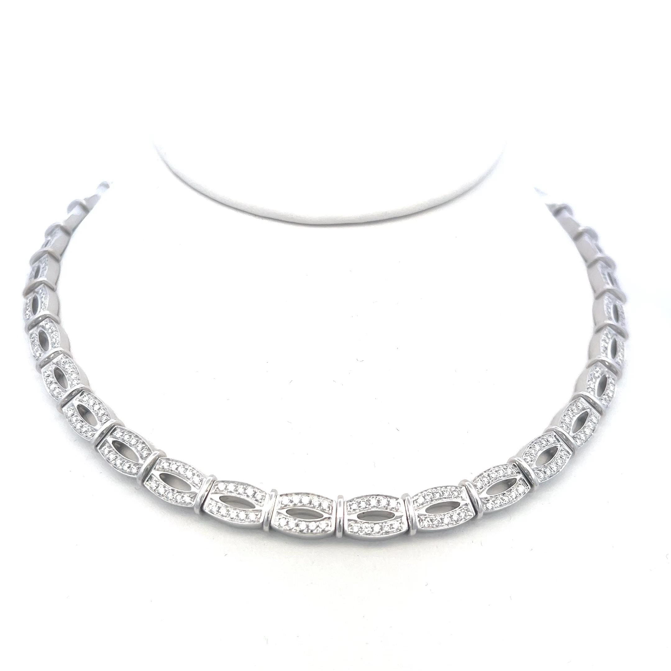 6.50 Carat Round Brilliant G VS Diamond 18 Karat White Gold Link Necklace