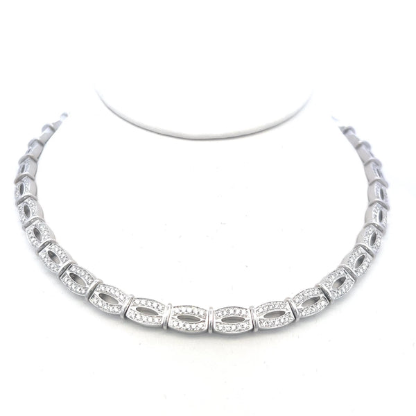 6.50 Carat Round Brilliant G VS Diamond 18 Karat White Gold Link Necklace