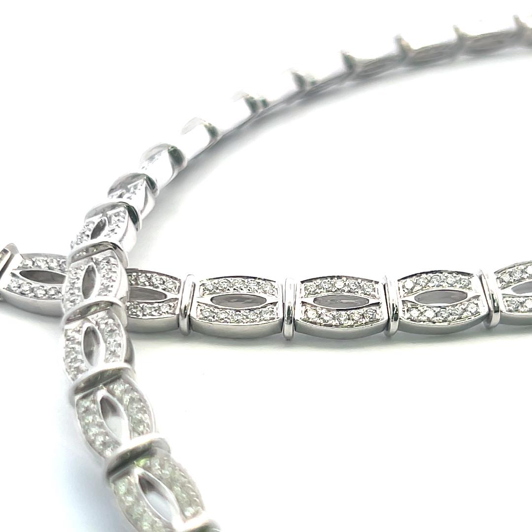6.50 Carat Round Brilliant G VS Diamond 18 Karat White Gold Link Necklace
