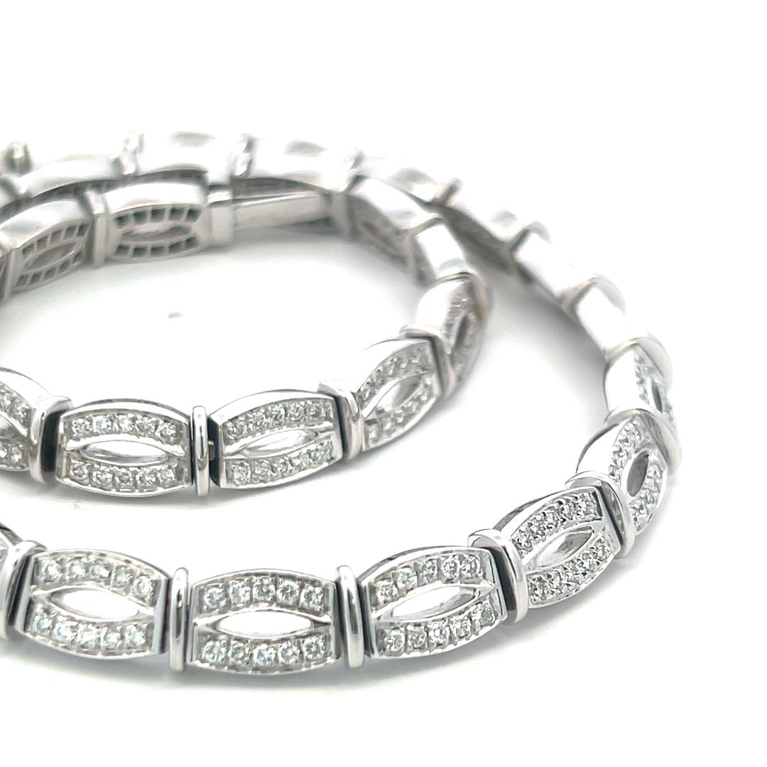 6.50 Carat Round Brilliant G VS Diamond 18 Karat White Gold Link Necklace