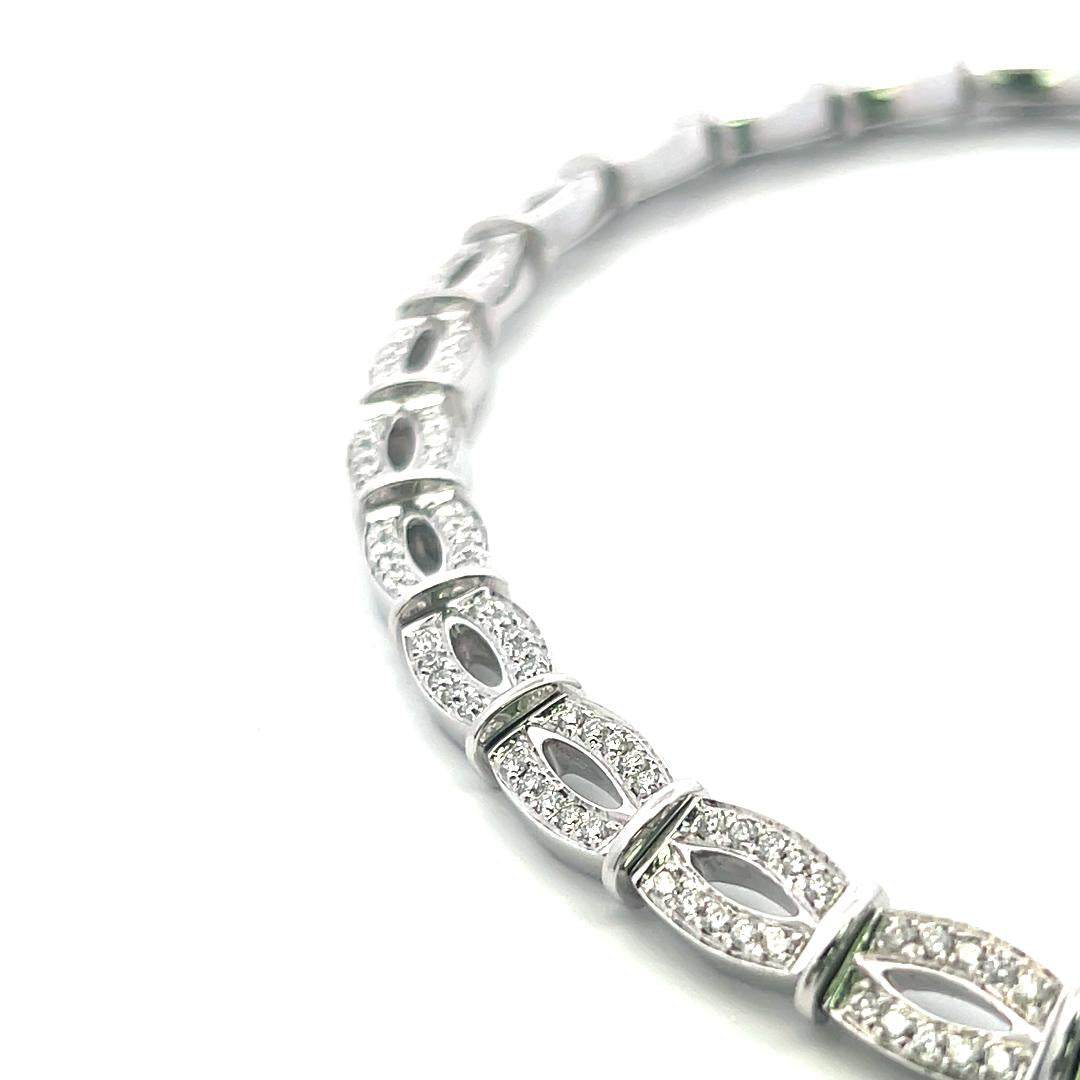 6.50 Carat Round Brilliant G VS Diamond 18 Karat White Gold Link Necklace
