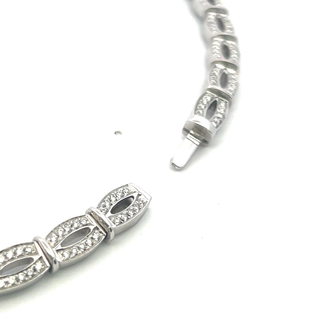 6.50 Carat Round Brilliant G VS Diamond 18 Karat White Gold Link Necklace