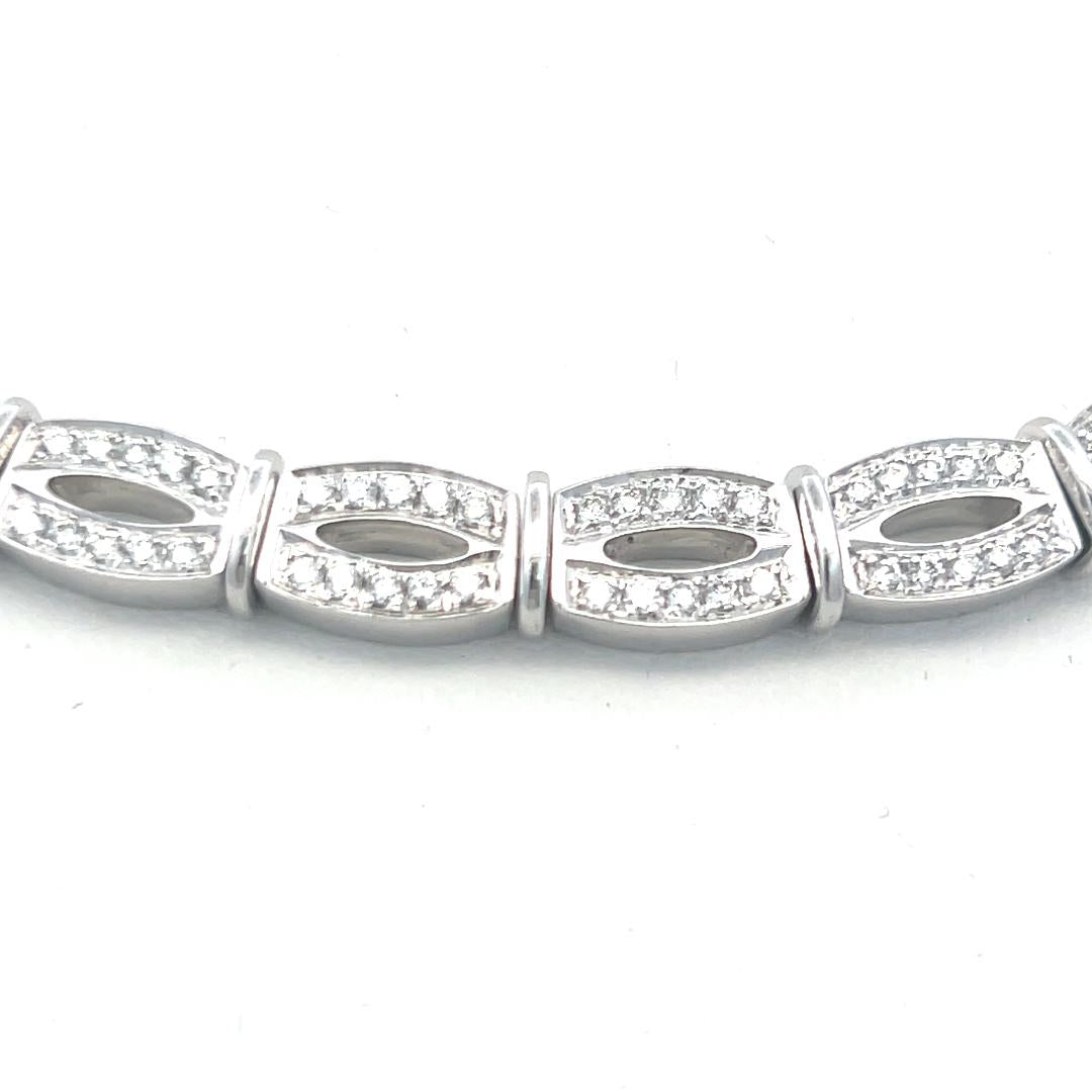 6.50 Carat Round Brilliant G VS Diamond 18 Karat White Gold Link Necklace