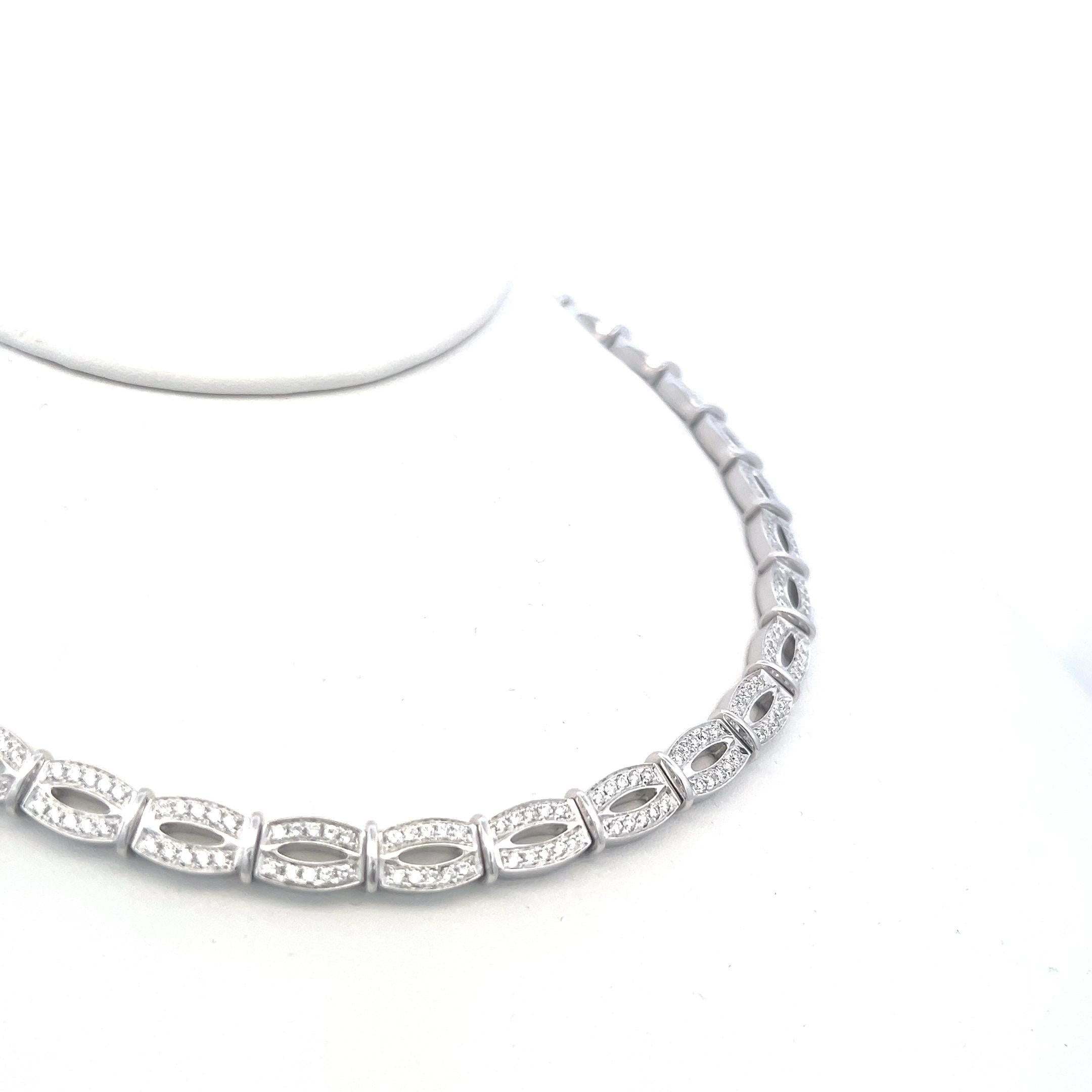 6.50 Carat Round Brilliant G VS Diamond 18 Karat White Gold Link Necklace