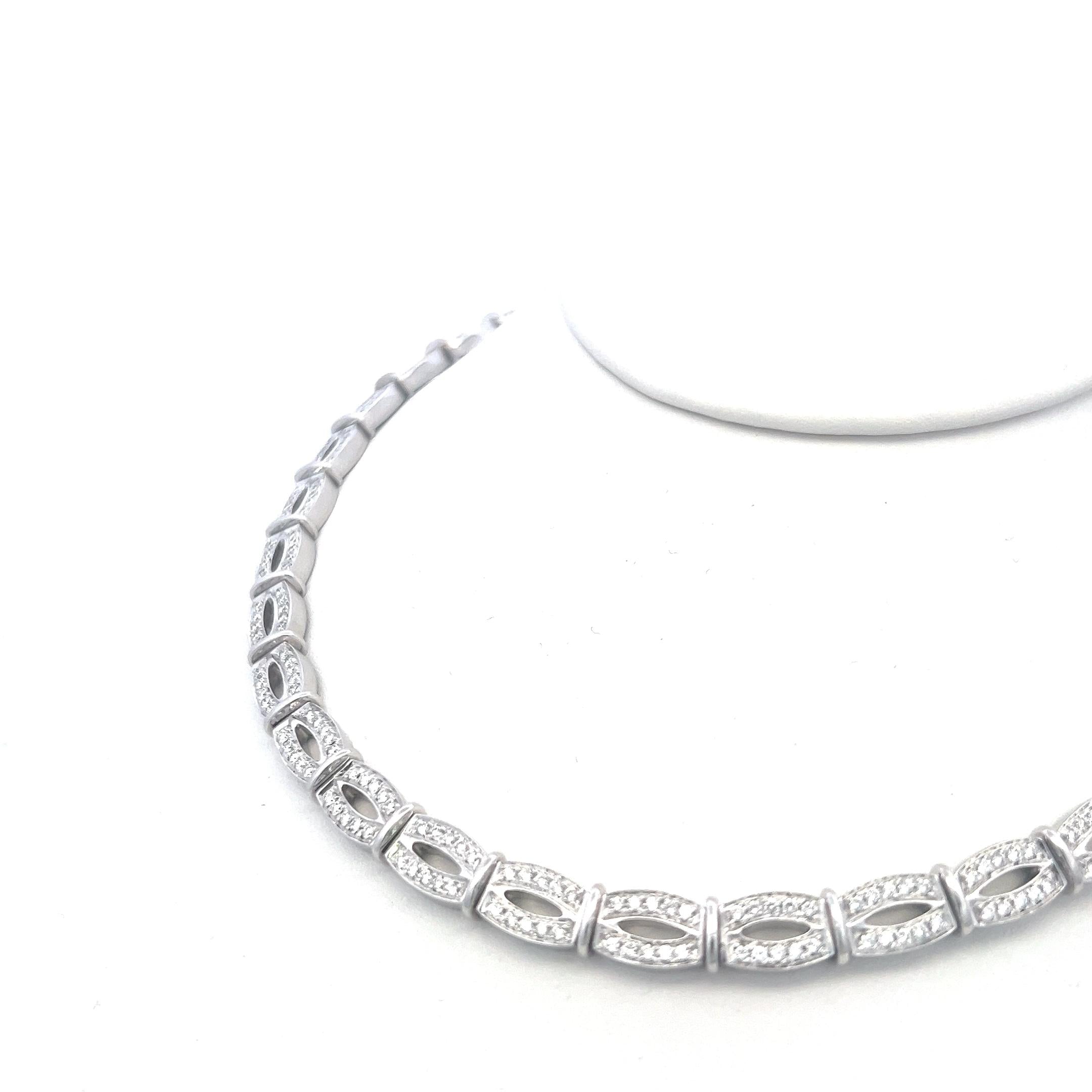 6.50 Carat Round Brilliant G VS Diamond 18 Karat White Gold Link Necklace