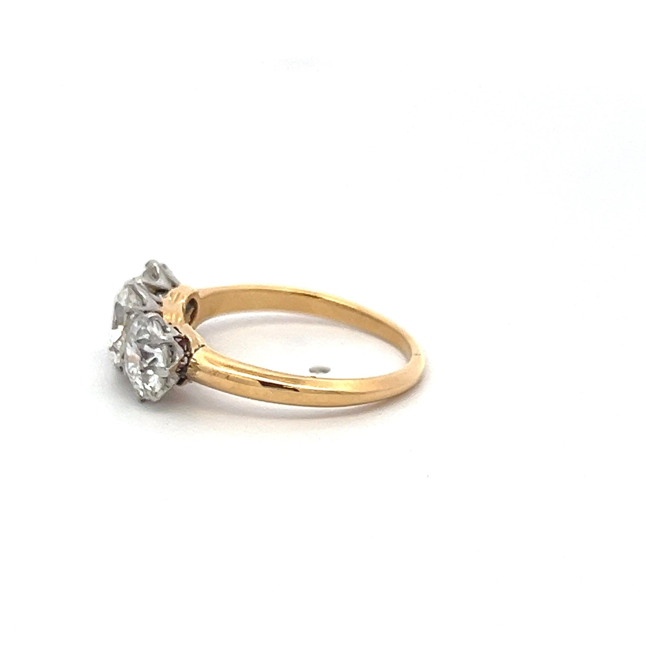 2.60 Carat Circular Brilliant Cut Diamond Gold/Platinum Three-Stone Ring