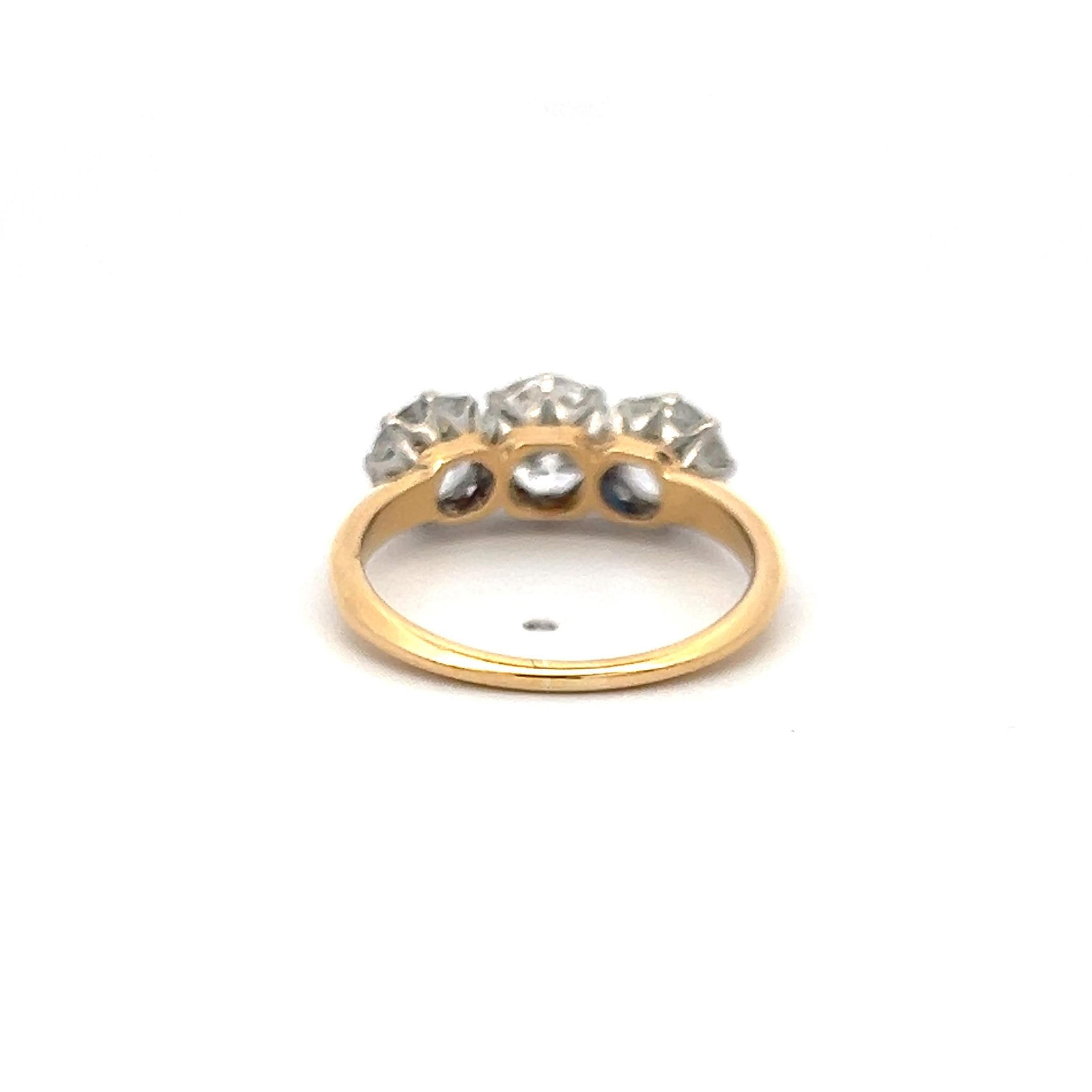 2.60 Carat Circular Brilliant Cut Diamond Gold/Platinum Three-Stone Ring