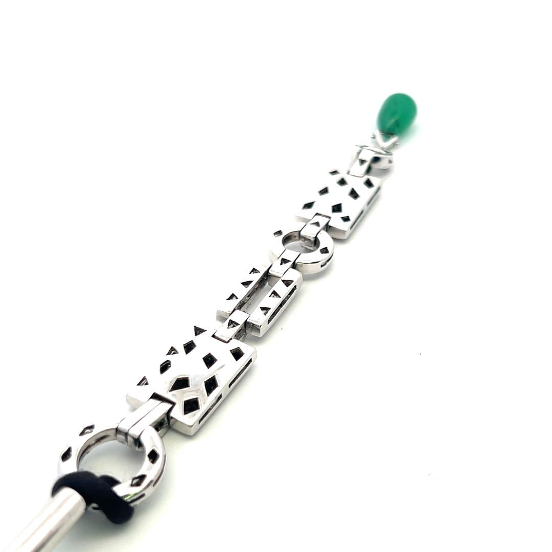 18K WG Pendant Necklace with 2.67 Carat Round H SI Diamonds & 12.4-8.6mm Emerald