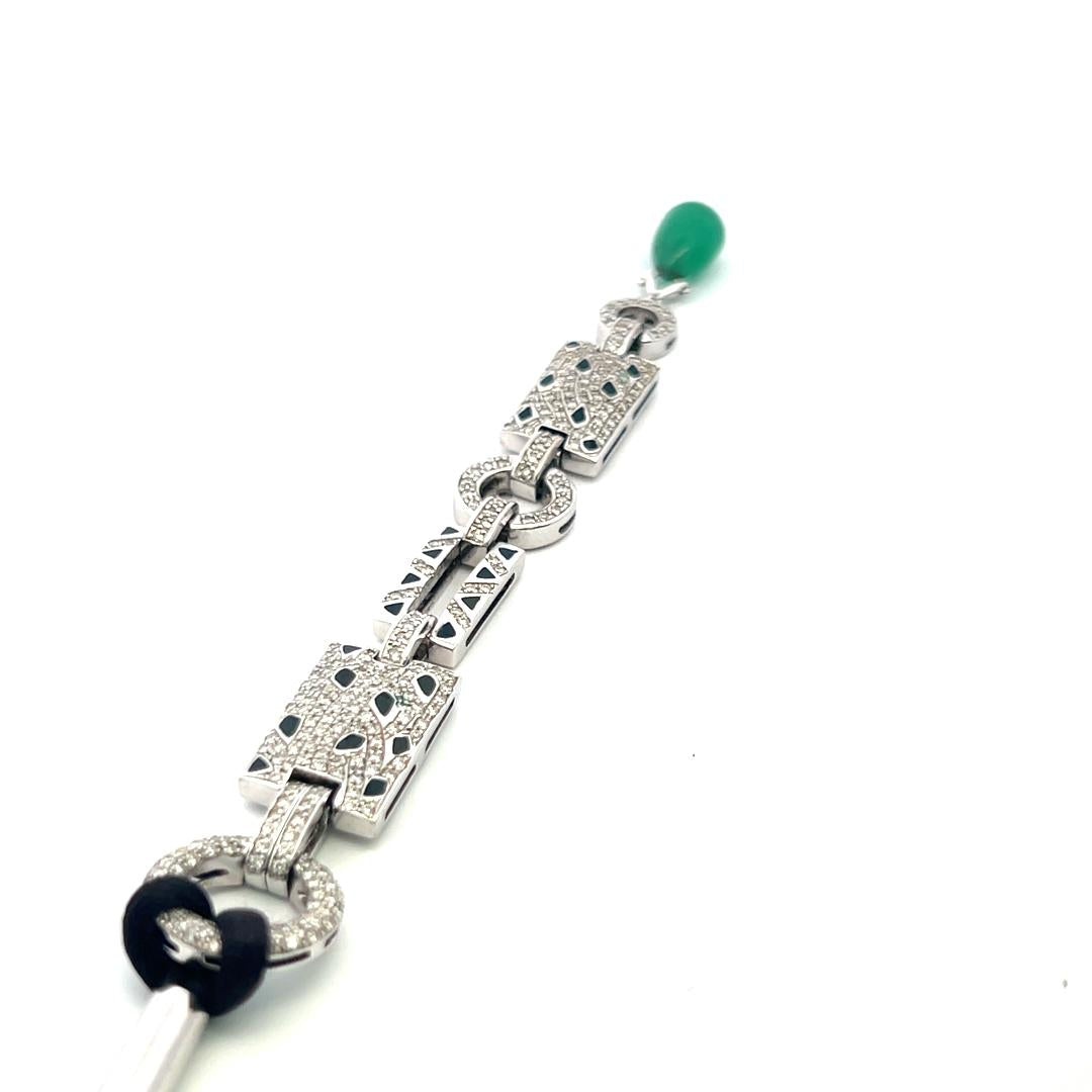18K WG Pendant Necklace with 2.67 Carat Round H SI Diamonds & 12.4-8.6mm Emerald