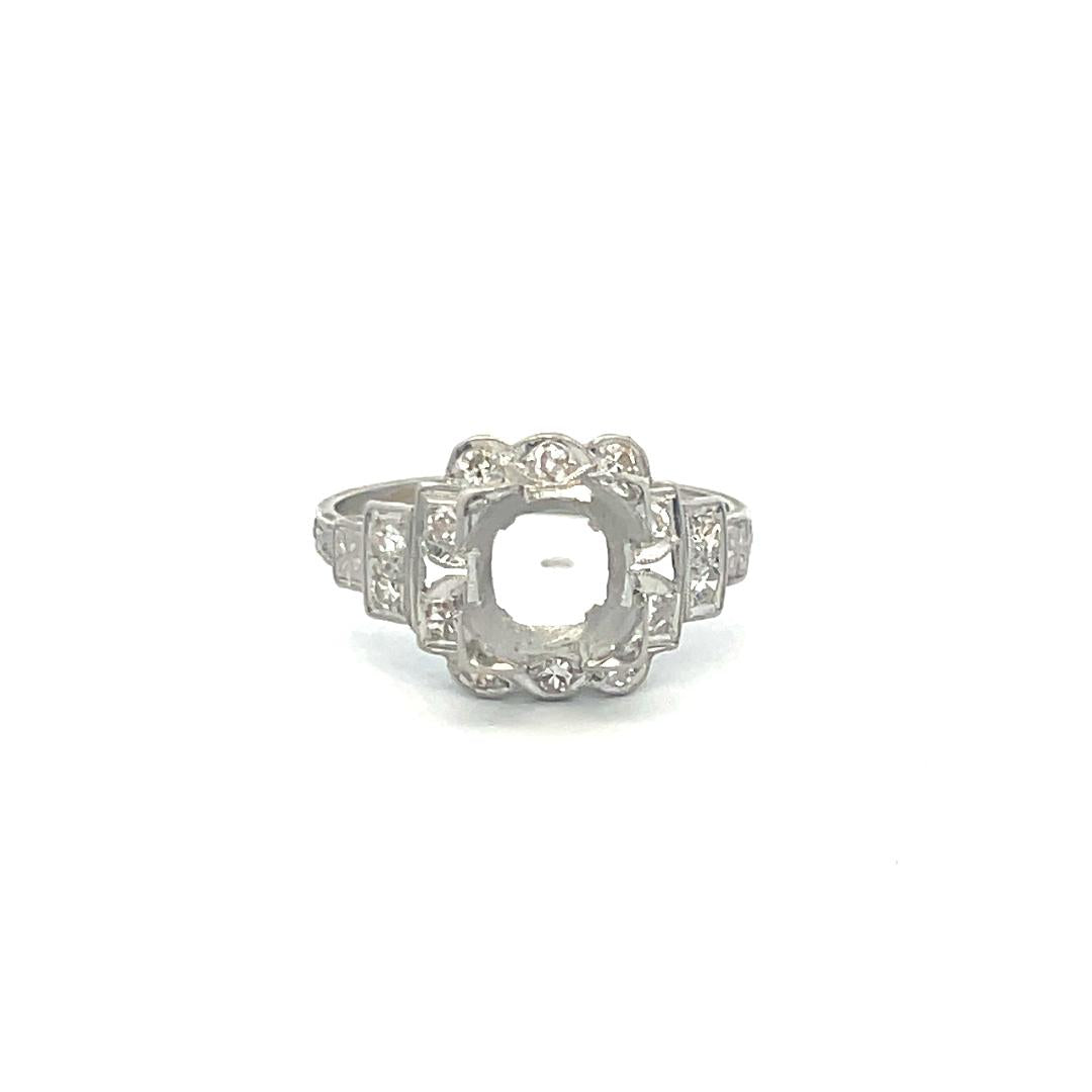 0.25 Carat Round Brilliant J VS Diamond Platinum Semi Mount Ring