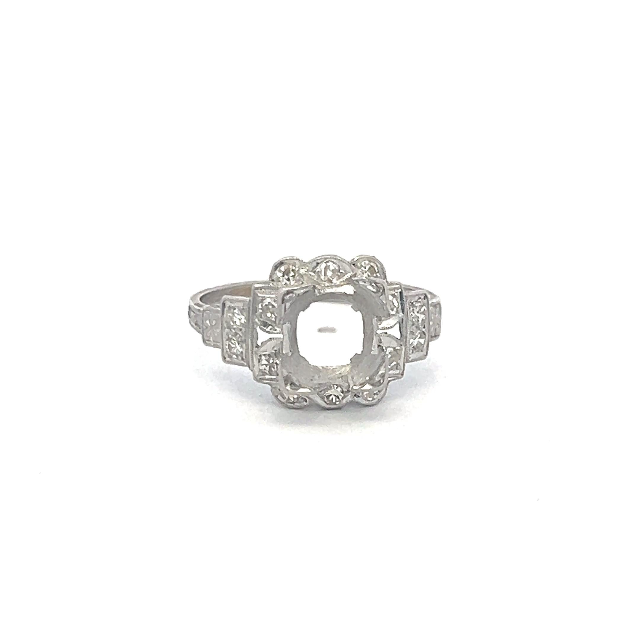 0.25 Carat Round Brilliant J VS Diamond Platinum Semi Mount Ring