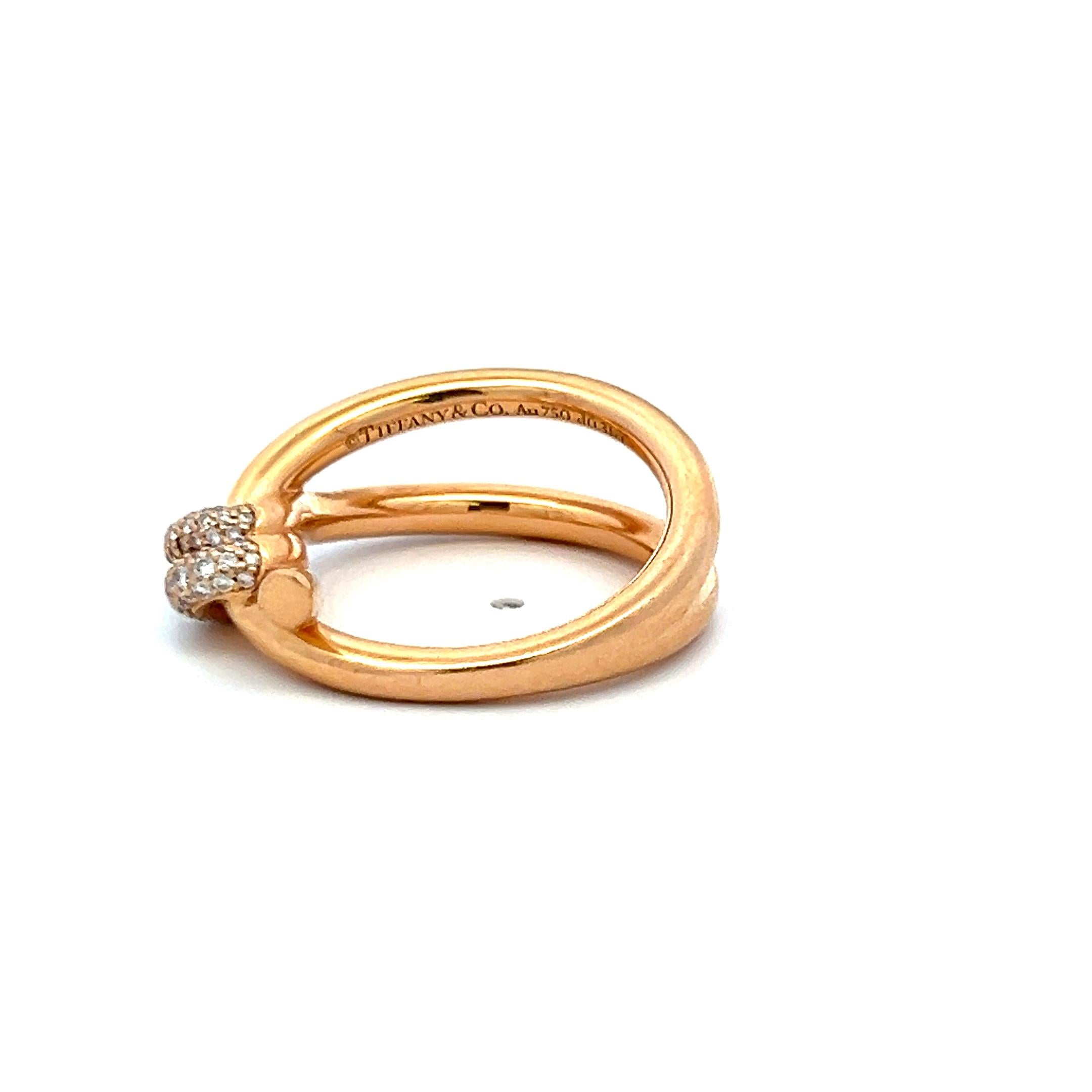 Tiffany & Co 0.31 Carat Round Brilliant F VS Diamond 18 Karat Rose Gold Band Rin