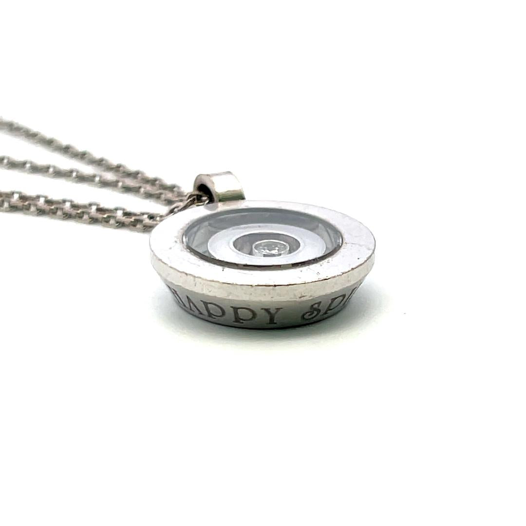 Chopard 0.07 Carat Round Brilliant Diamond 18 Karat White Gold Pendant Necklace