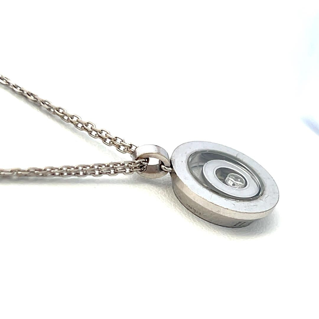 Chopard 0.07 Carat Round Brilliant Diamond 18 Karat White Gold Pendant Necklace