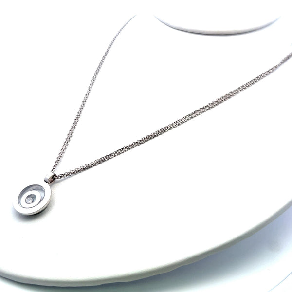 Chopard 0.07 Carat Round Brilliant Diamond 18 Karat White Gold Pendant Necklace
