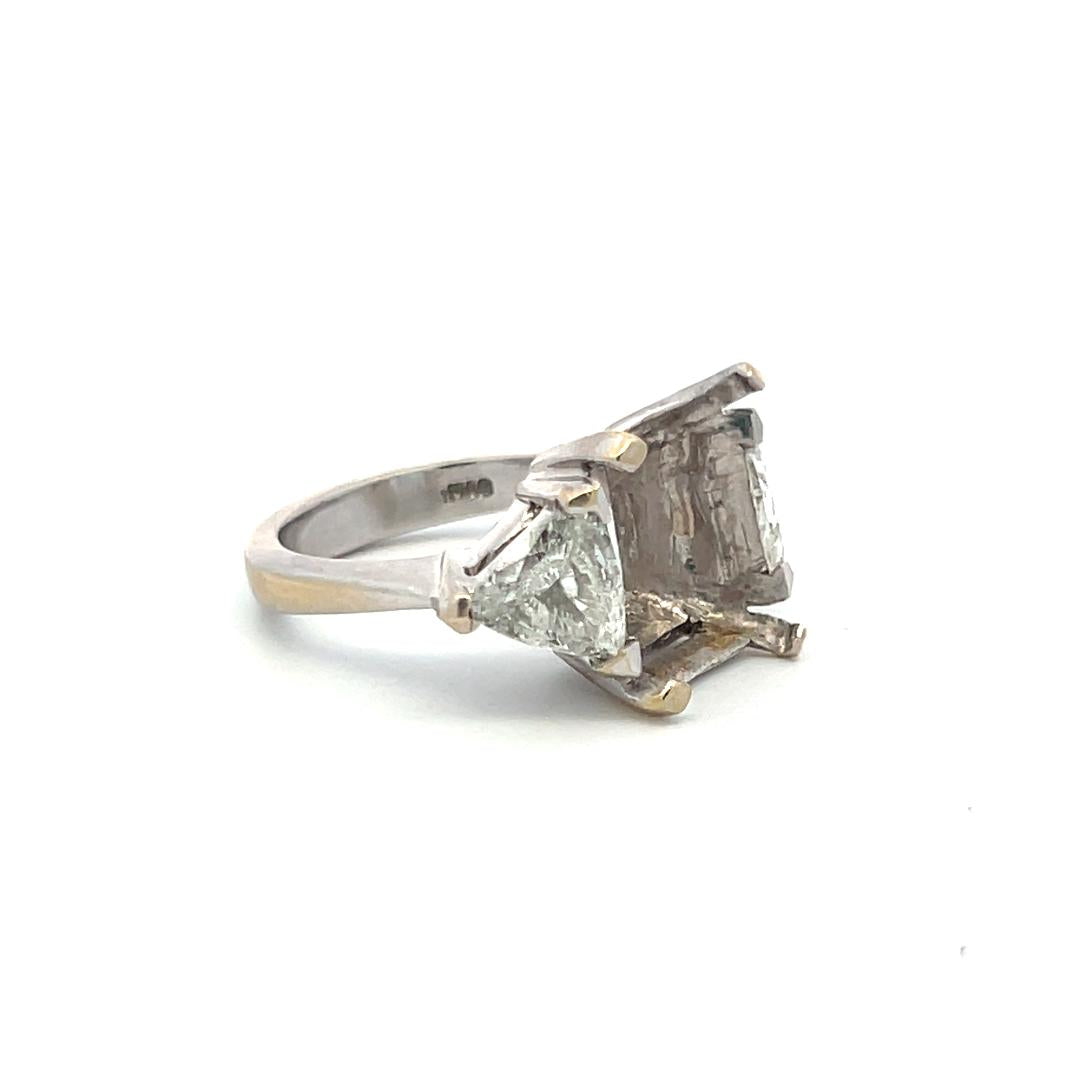 1.68 Carat Triangular Shape Diamond 18 Karat White Gold Semi Mount Ring