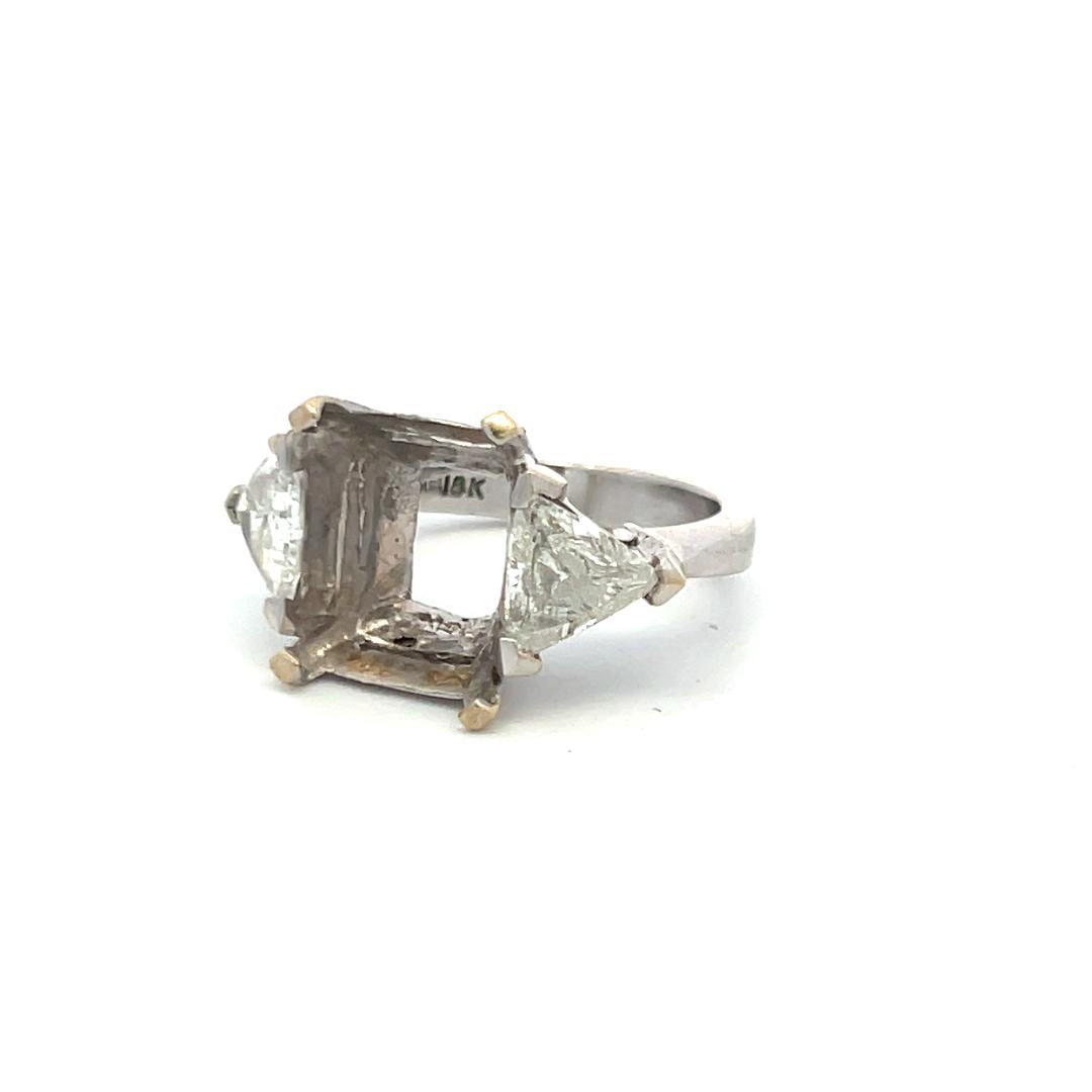 1.68 Carat Triangular Shape Diamond 18 Karat White Gold Semi Mount Ring