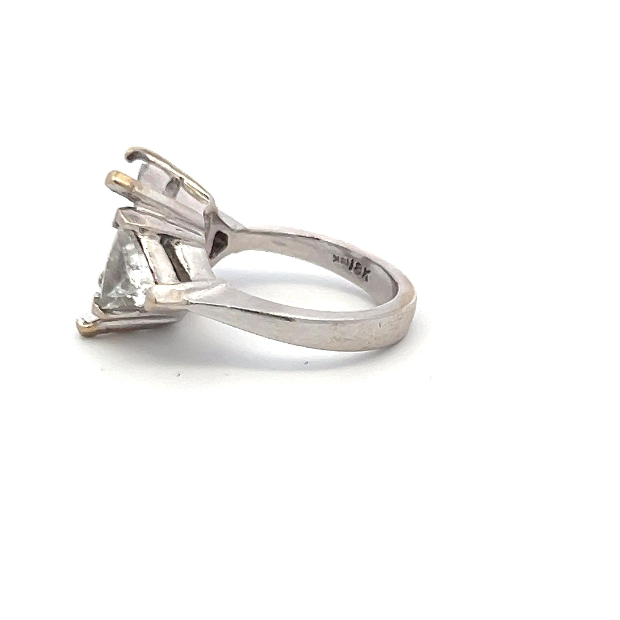 1.68 Carat Triangular Shape Diamond 18 Karat White Gold Semi Mount Ring