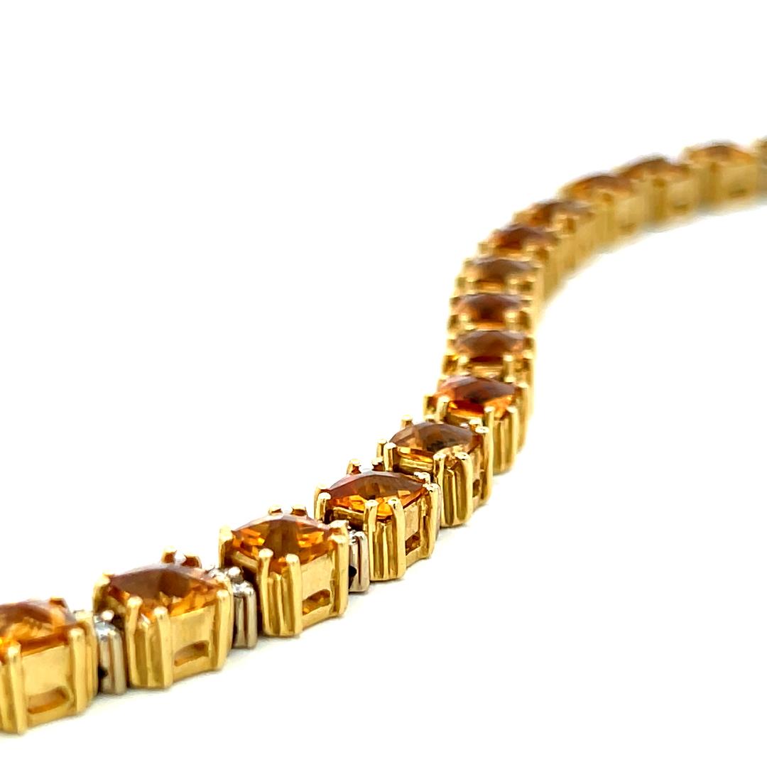 19.00 Carat Citrine & 0.70 Carat Diamond 18K Yellow Gold Tennis Bracelet