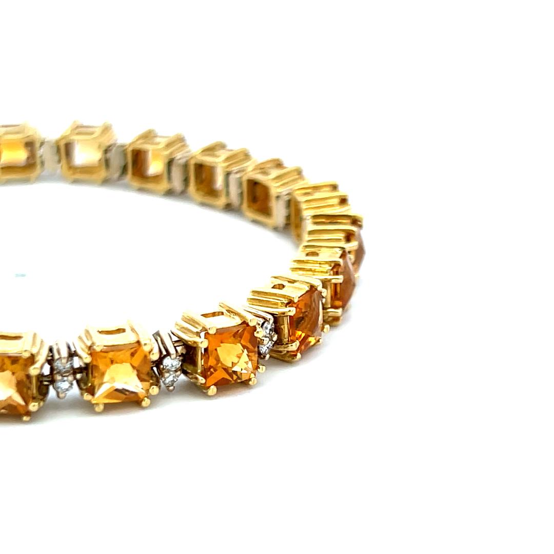 19.00 Carat Citrine & 0.70 Carat Diamond 18K Yellow Gold Tennis Bracelet