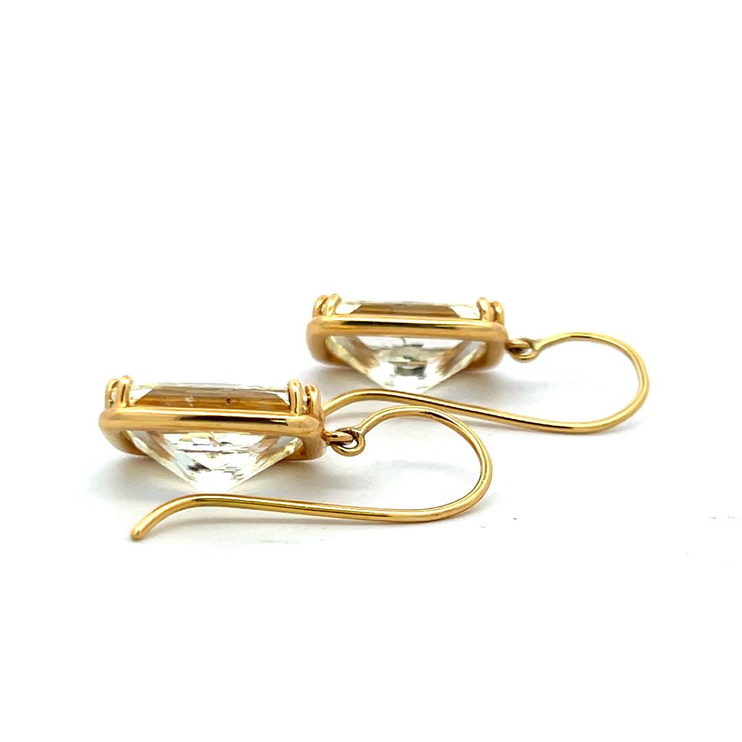 18K Yellow Gold Drop Earrings with 17.84 Carat Radiant Cut FCLY-SI1 Diamonds