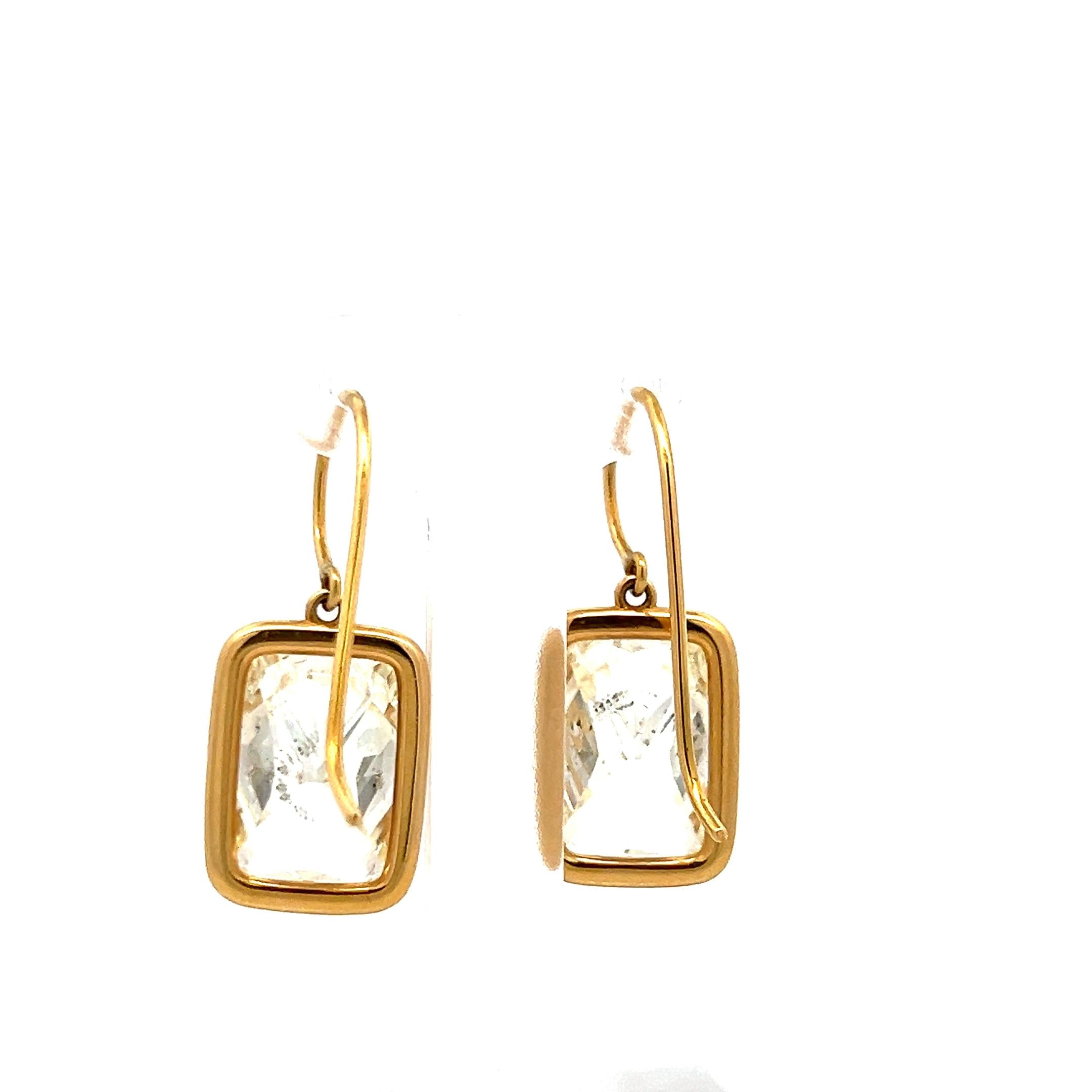 18K Yellow Gold Drop Earrings with 17.84 Carat Radiant Cut FCLY-SI1 Diamonds