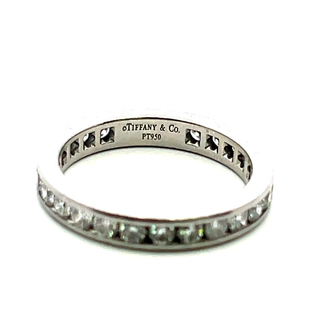 Tiffany & Co Platinum Wedding Band Ring with 1.14ct Round F VS Diamonds Size 5