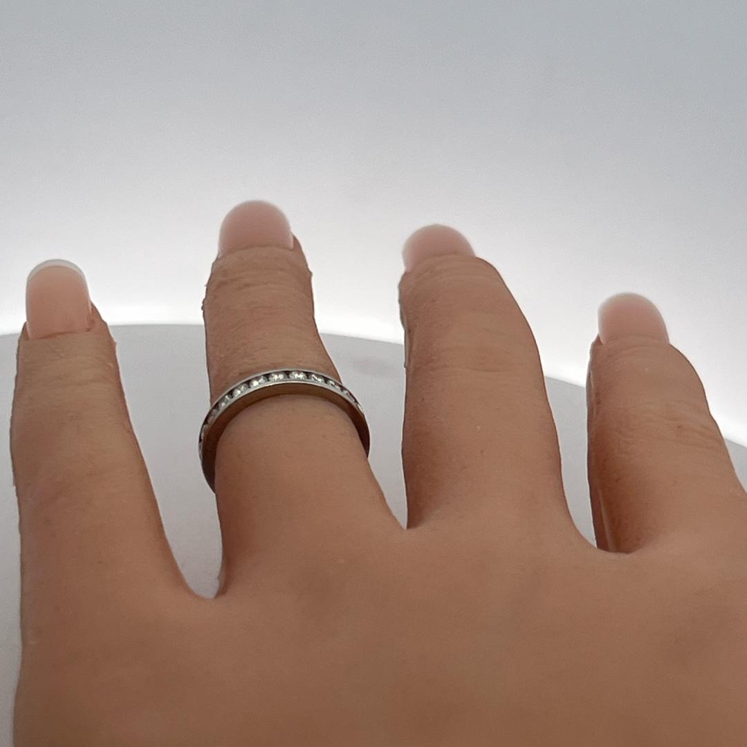 Tiffany & Co Platinum Wedding Band Ring with 1.14ct Round F VS Diamonds Size 5