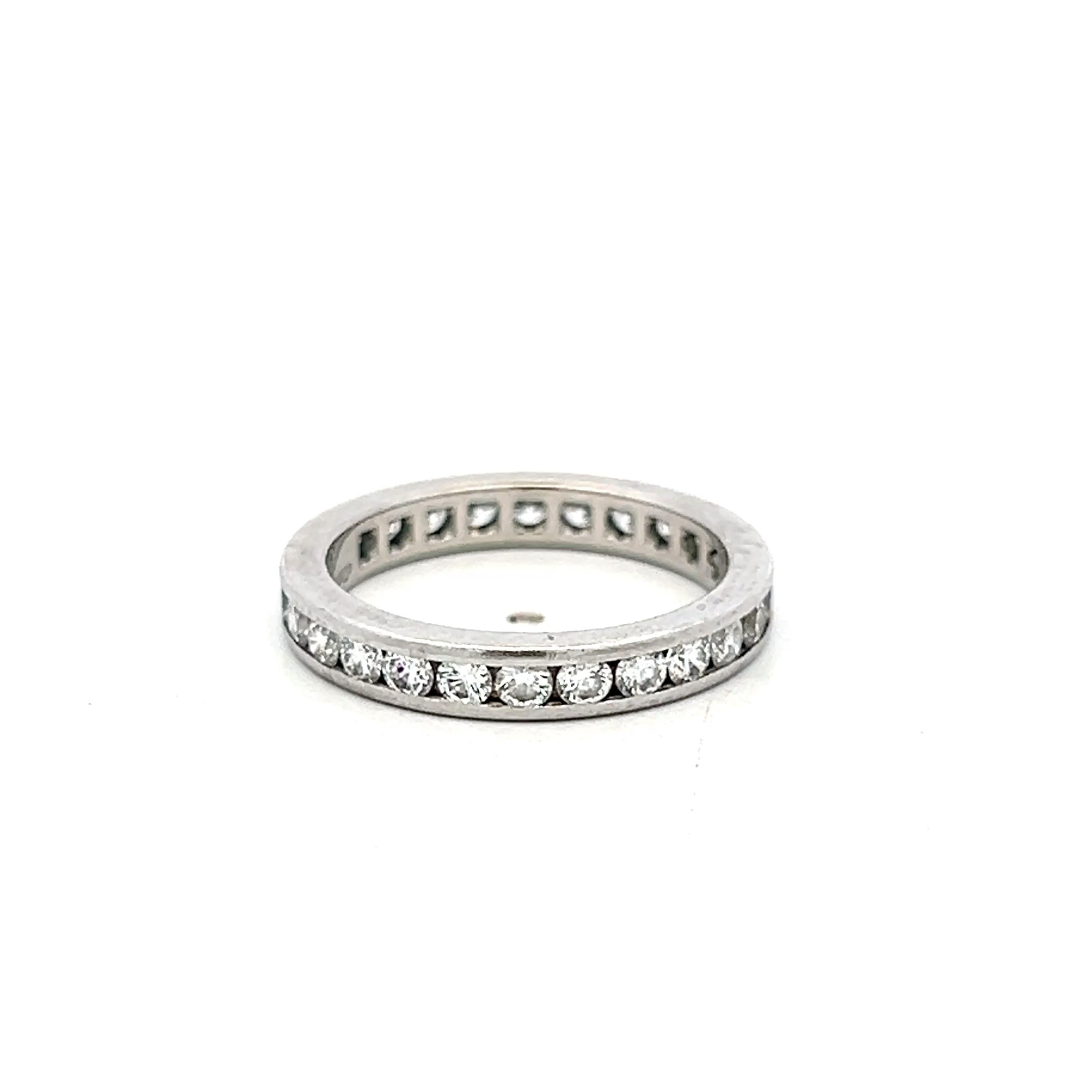 Tiffany & Co Platinum Wedding Band Ring with 1.14ct Round F VS Diamonds Size 5