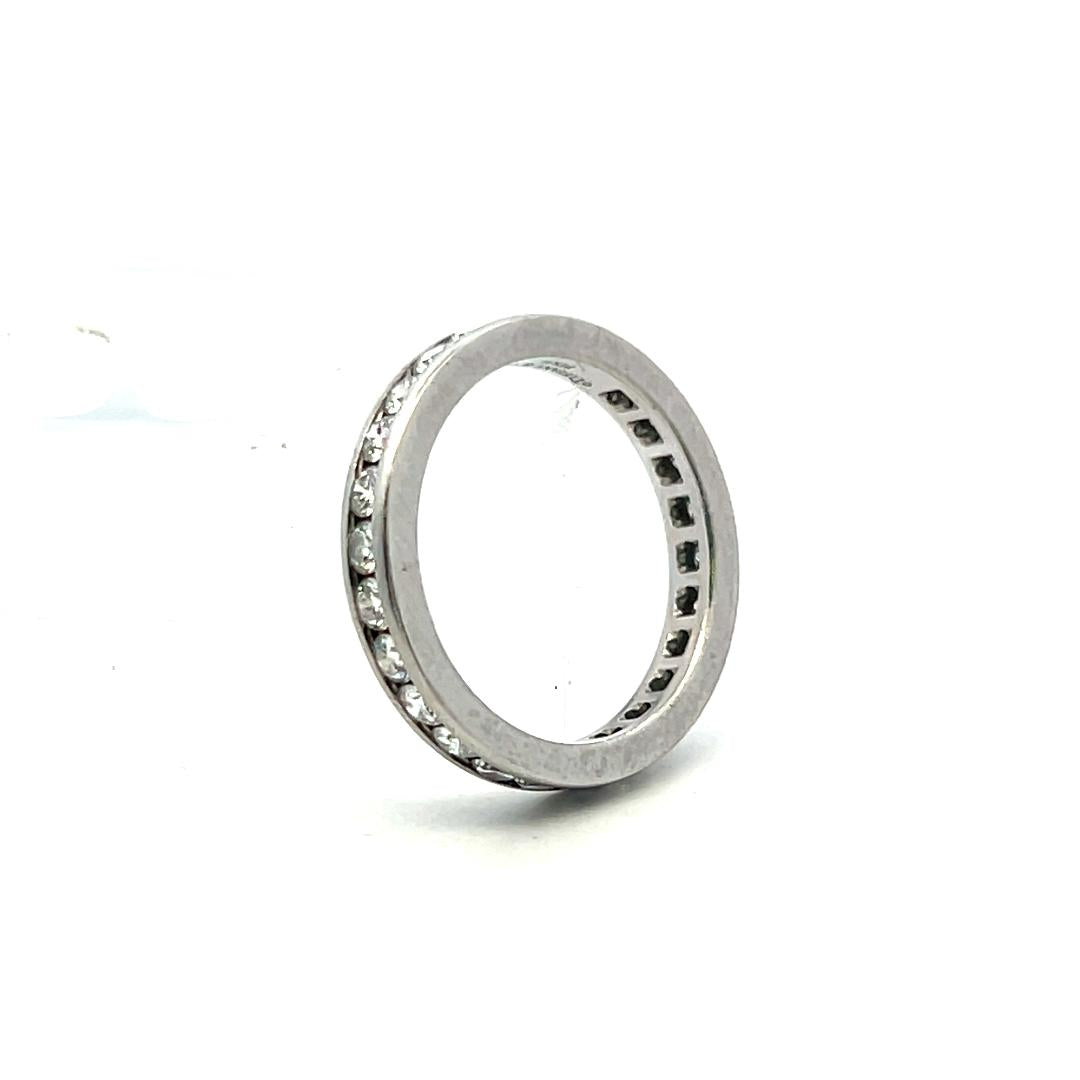 Tiffany & Co Platinum Wedding Band Ring with 1.14ct Round F VS Diamonds Size 5