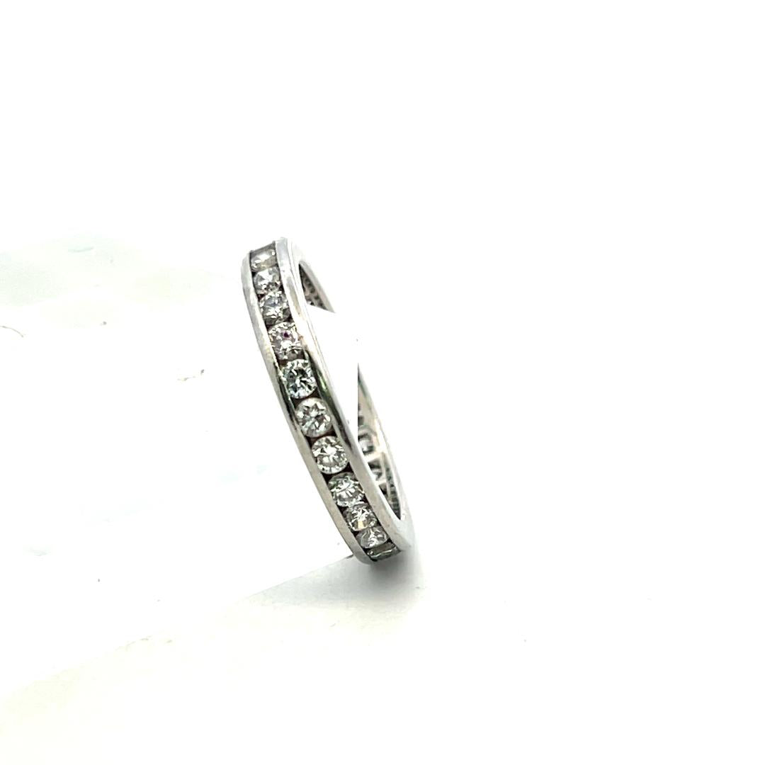 Tiffany & Co Platinum Wedding Band Ring with 1.14ct Round F VS Diamonds Size 5