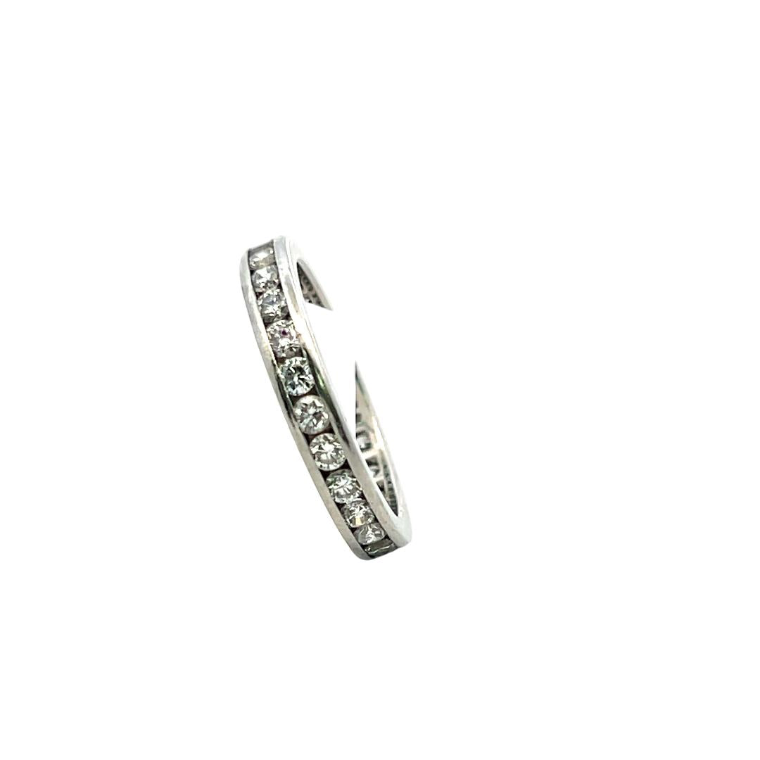 Tiffany & Co Platinum Wedding Band Ring with 1.14ct Round F VS Diamonds Size 5