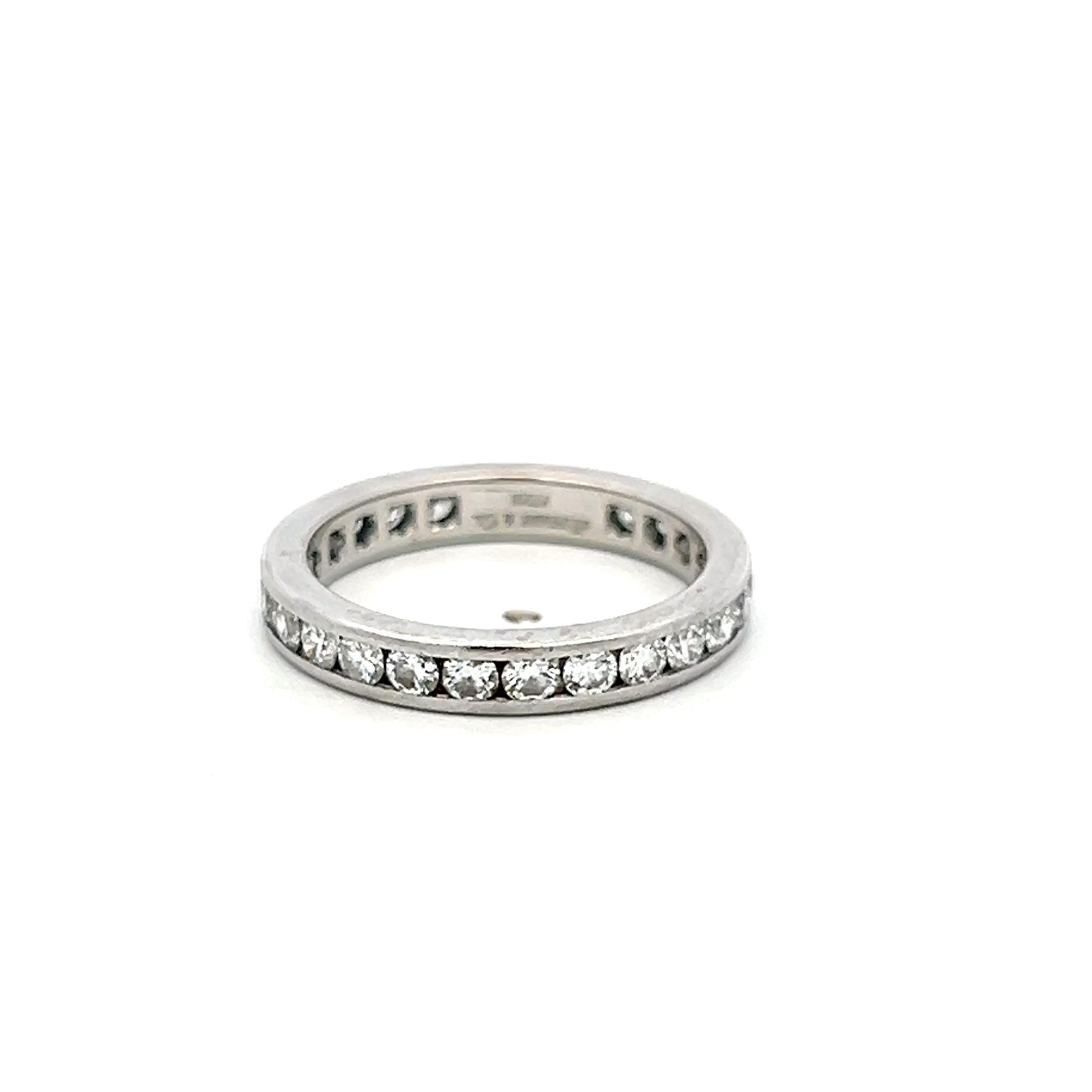 Tiffany & Co Platinum Wedding Band Ring with 1.14ct Round F VS Diamonds Size 5