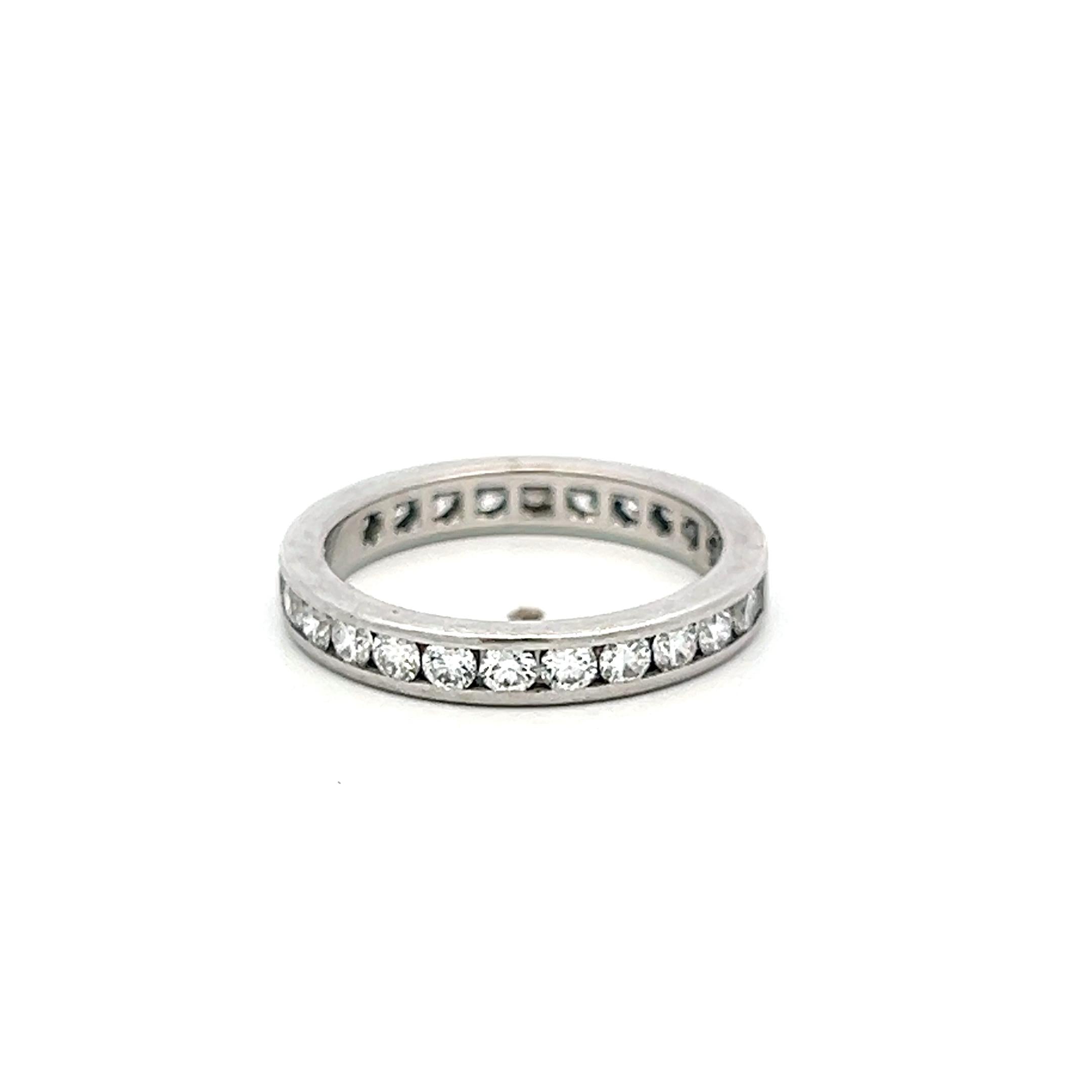 Tiffany & Co Platinum Wedding Band Ring with 1.14ct Round F VS Diamonds Size 5