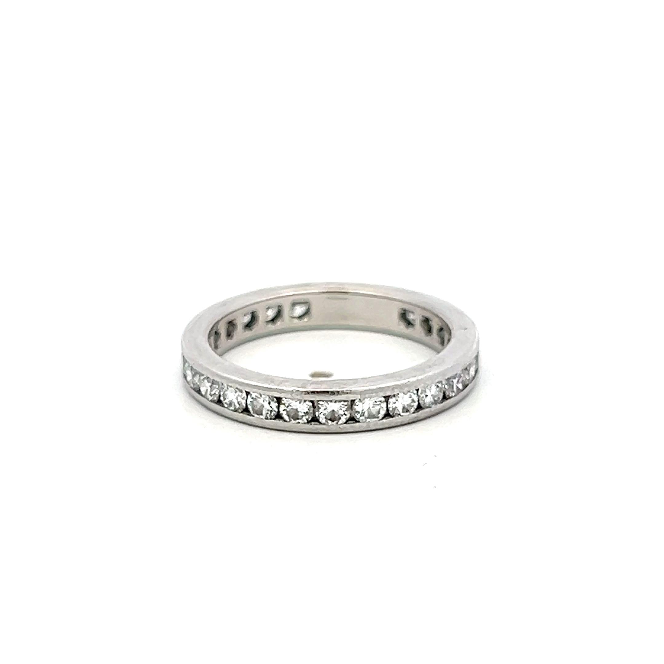 Tiffany & Co Platinum Wedding Band Ring with 1.14ct Round F VS Diamonds Size 5
