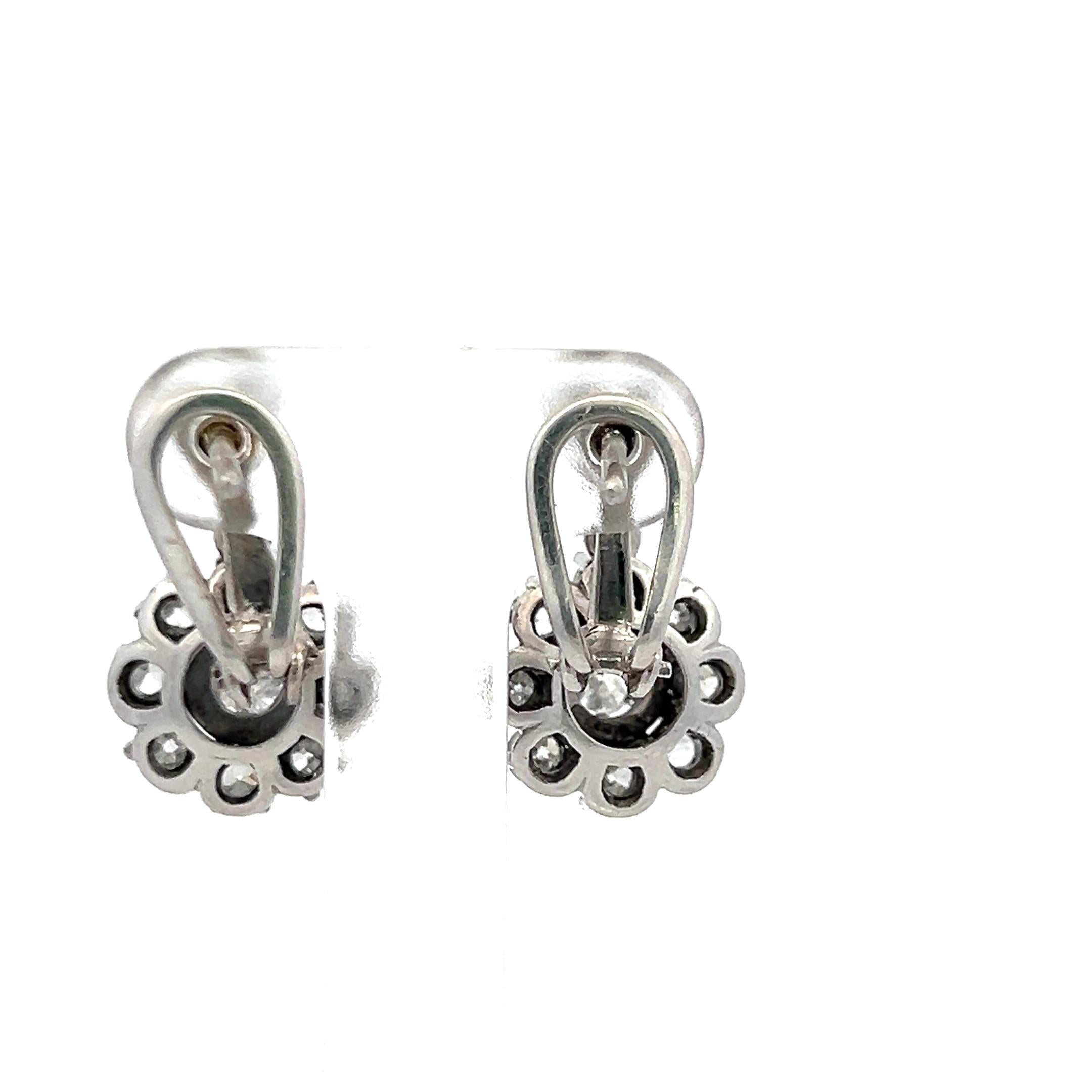 18K White Gold 2.60ct H SI Round Brilliant Diamond Vintage Dangle Earrings