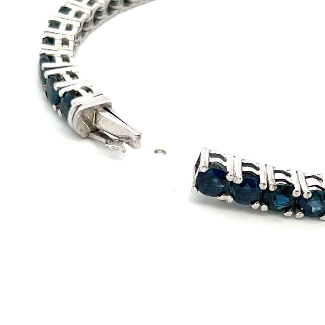 9.25 Carat Sapphire 18K White Gold Round Brilliant Tennis Bracelet