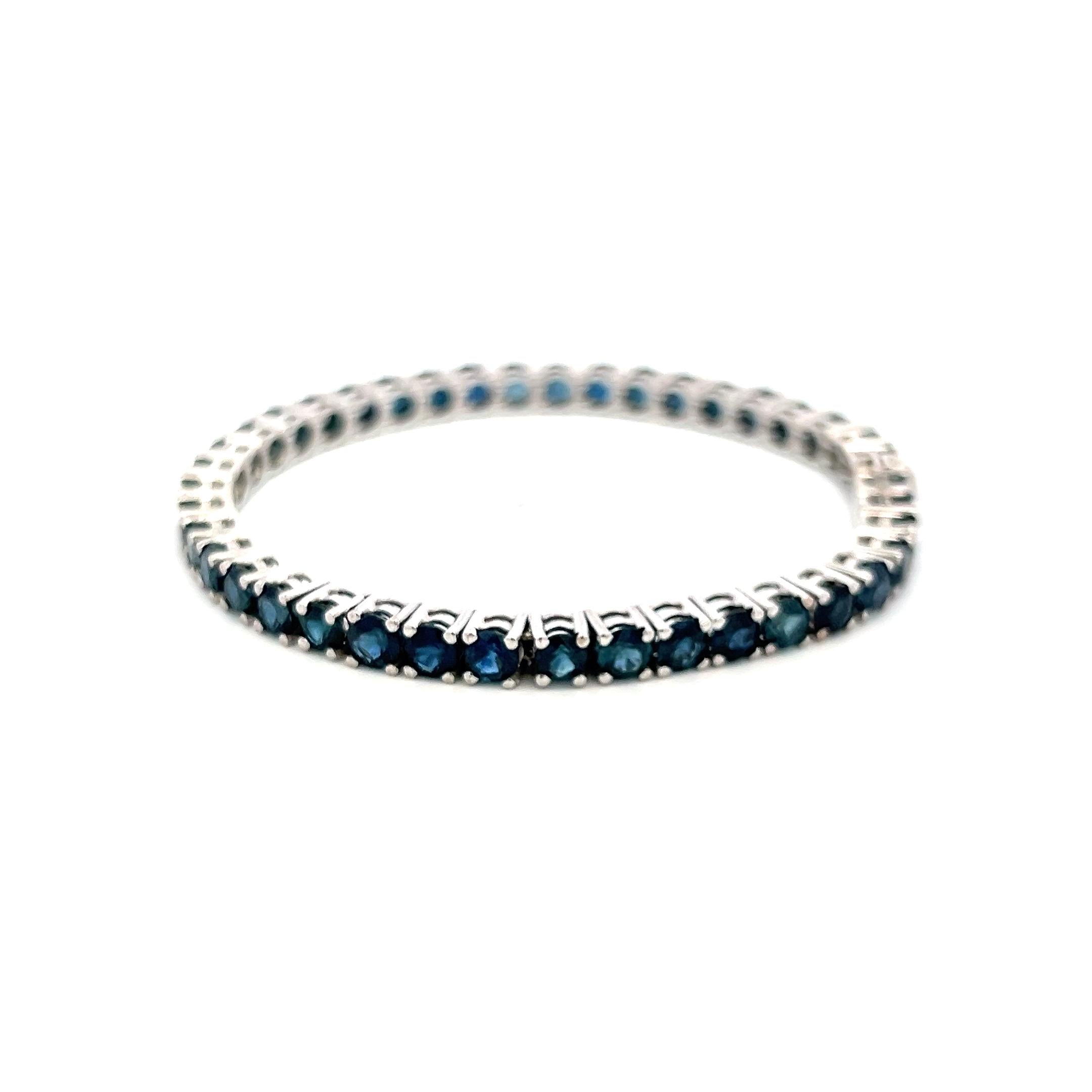 9.25 Carat Sapphire 18K White Gold Round Brilliant Tennis Bracelet