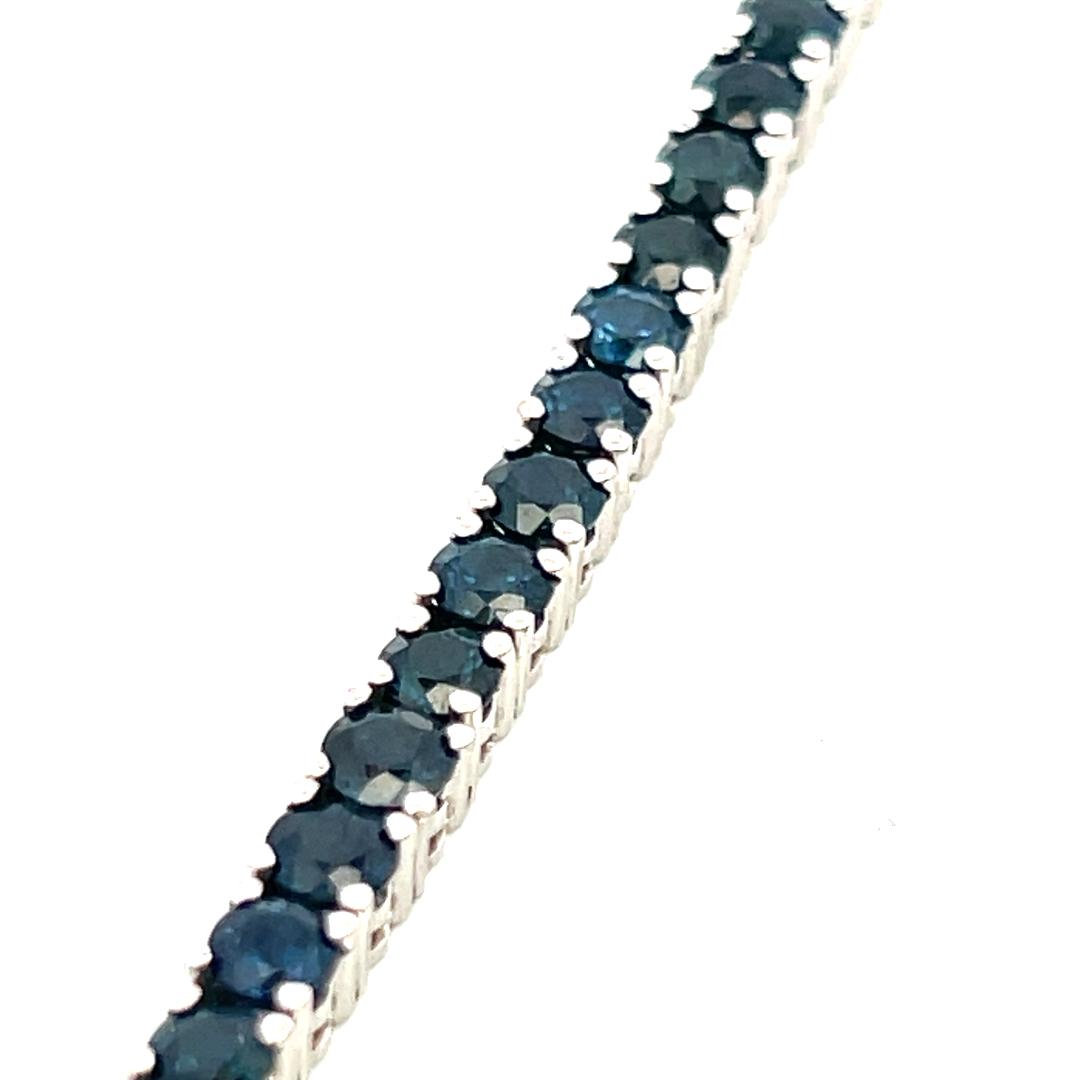 9.25 Carat Sapphire 18K White Gold Round Brilliant Tennis Bracelet