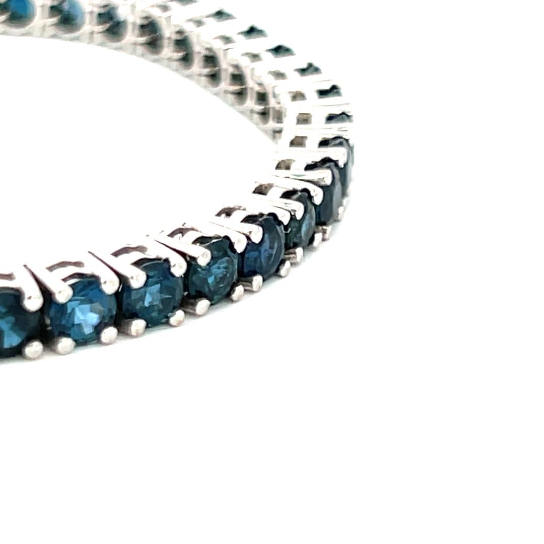 9.25 Carat Sapphire 18K White Gold Round Brilliant Tennis Bracelet