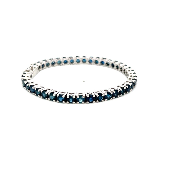 9.25 Carat Sapphire 18K White Gold Round Brilliant Tennis Bracelet