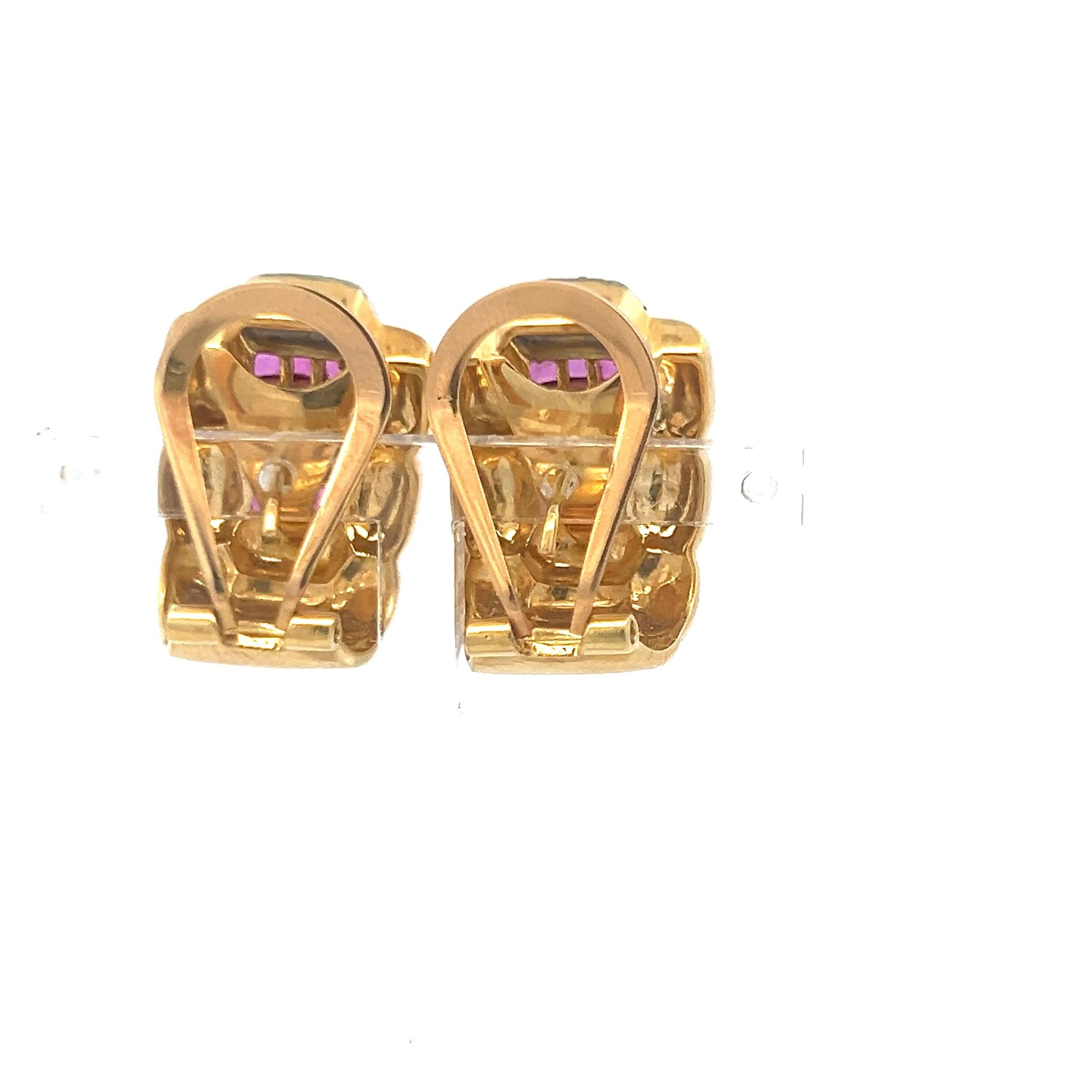 0.60 Carat Round Brilliant Diamond 0.60 Carat Ruby 18K Gold Clip on Earrings