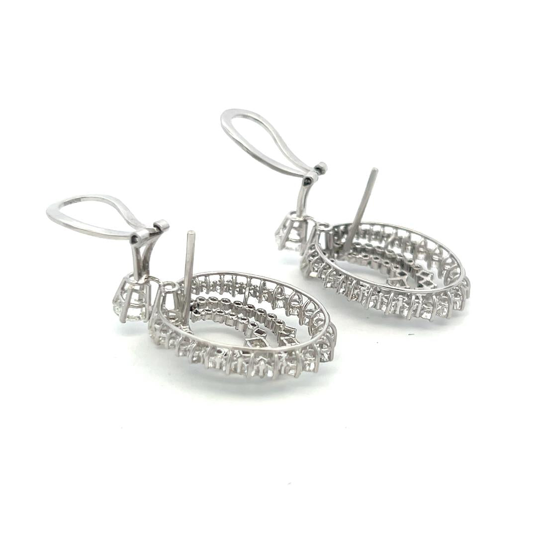 Estate 18K White Gold Clip On Earrings with 4.96 Carat Round G-VS Diamonds