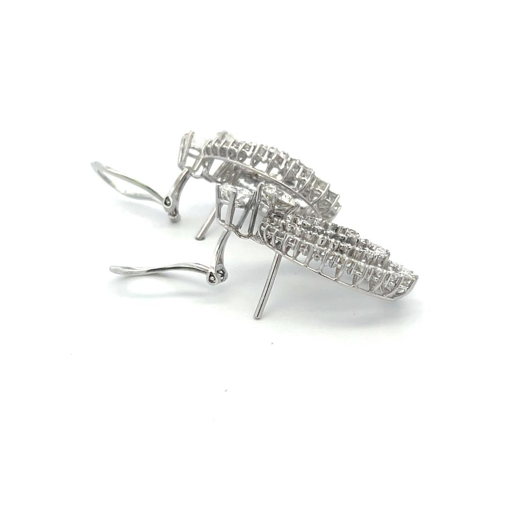 Estate 18K White Gold Clip On Earrings with 4.96 Carat Round G-VS Diamonds