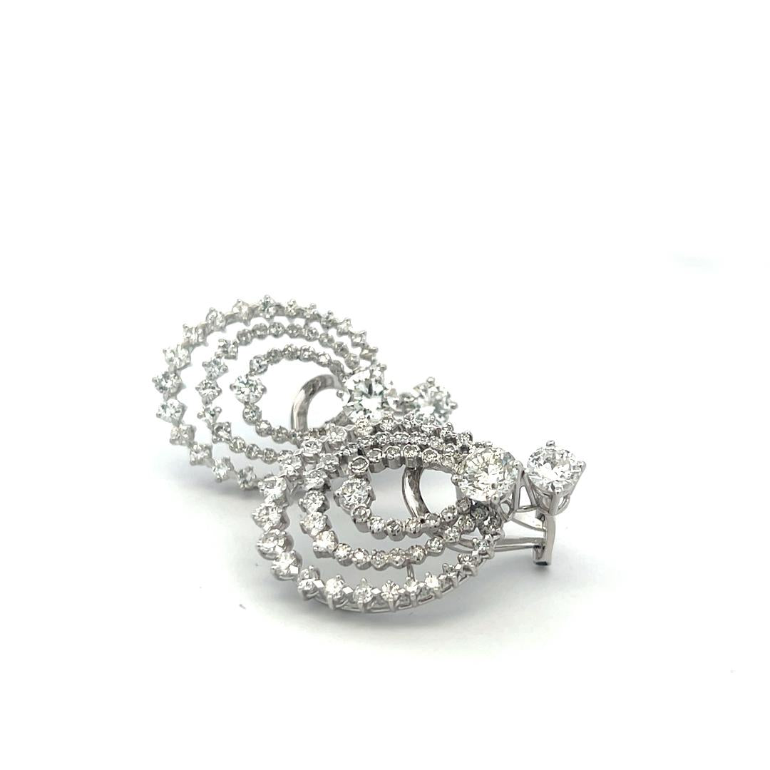 Estate 18K White Gold Clip On Earrings with 4.96 Carat Round G-VS Diamonds